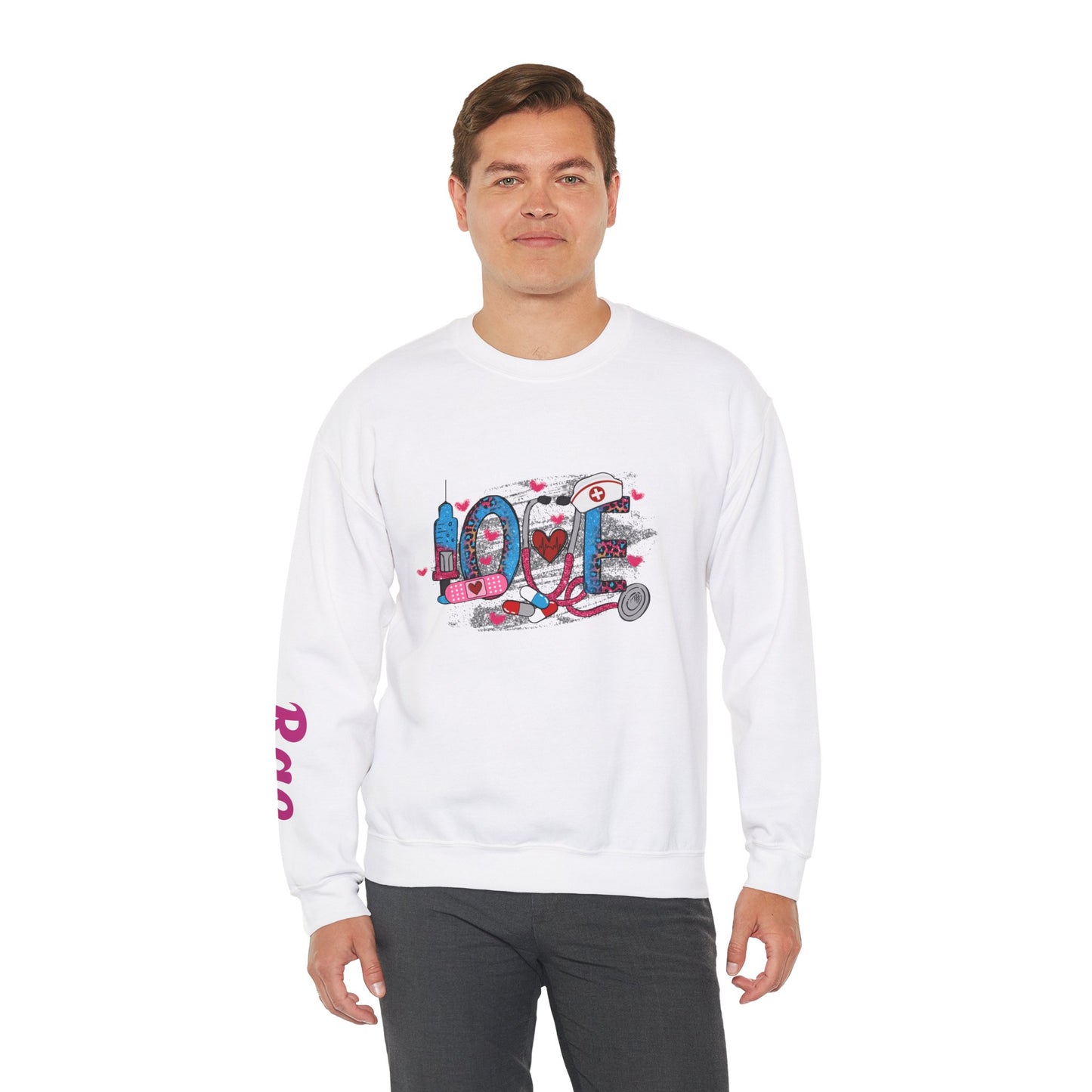 Custom Love Nurse Unisex Heavy Blend™ Crewneck Sweatshirt - MKcreativeprints