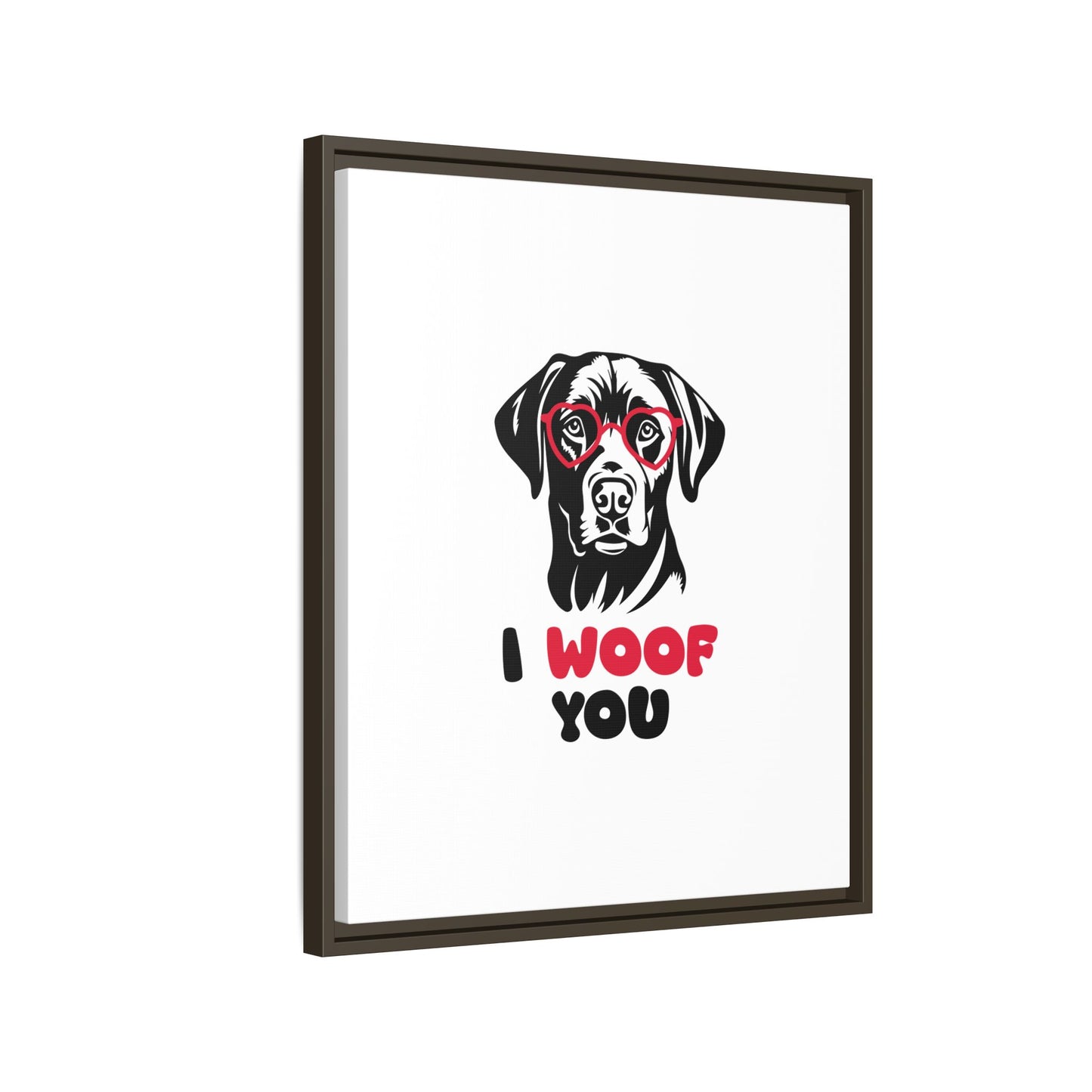 Black Lab Dog I Woof You Matte Canvas, Framed (Multi-color) - MKcreativeprints