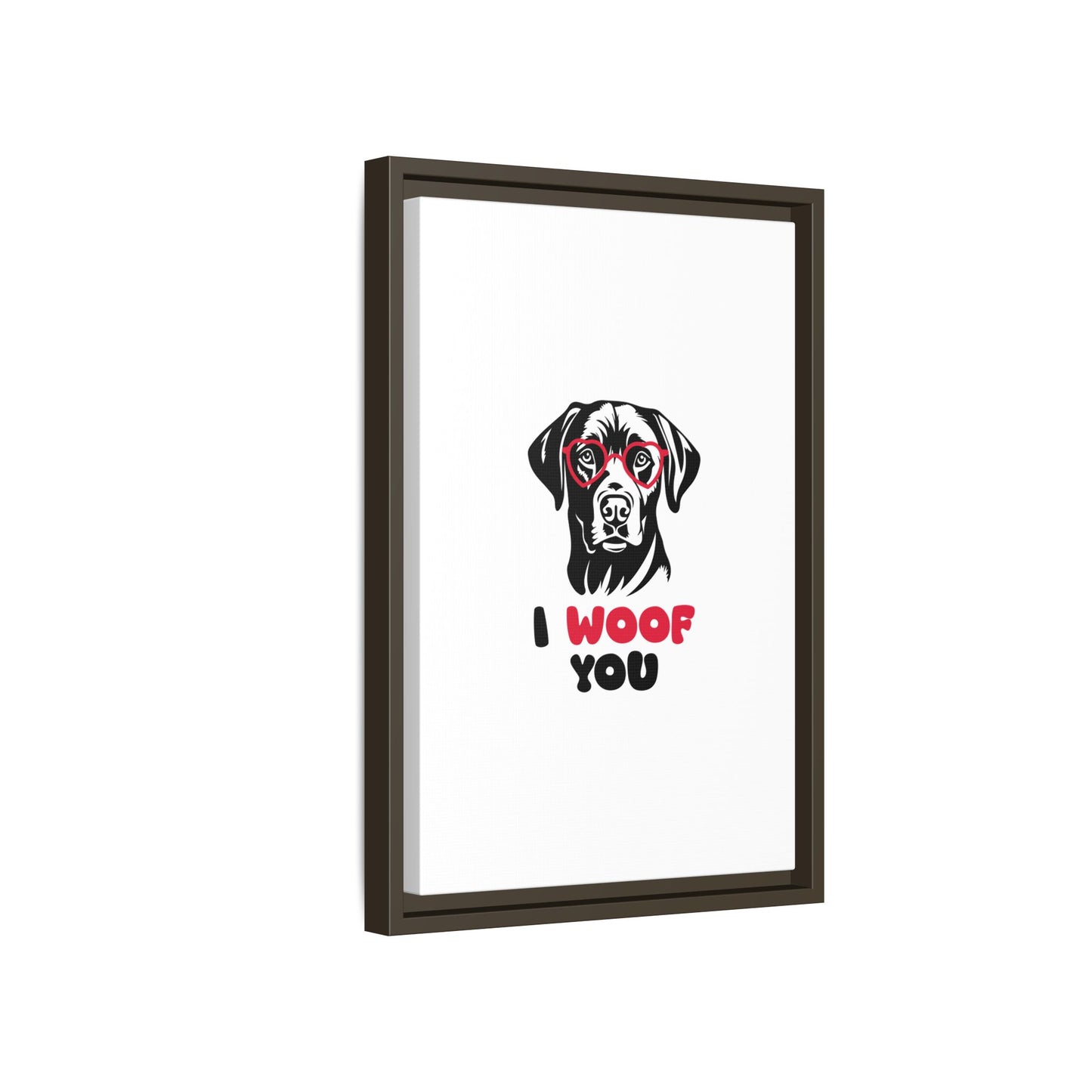 Black Lab Dog I Woof You Matte Canvas, Framed (Multi-color) - MKcreativeprints