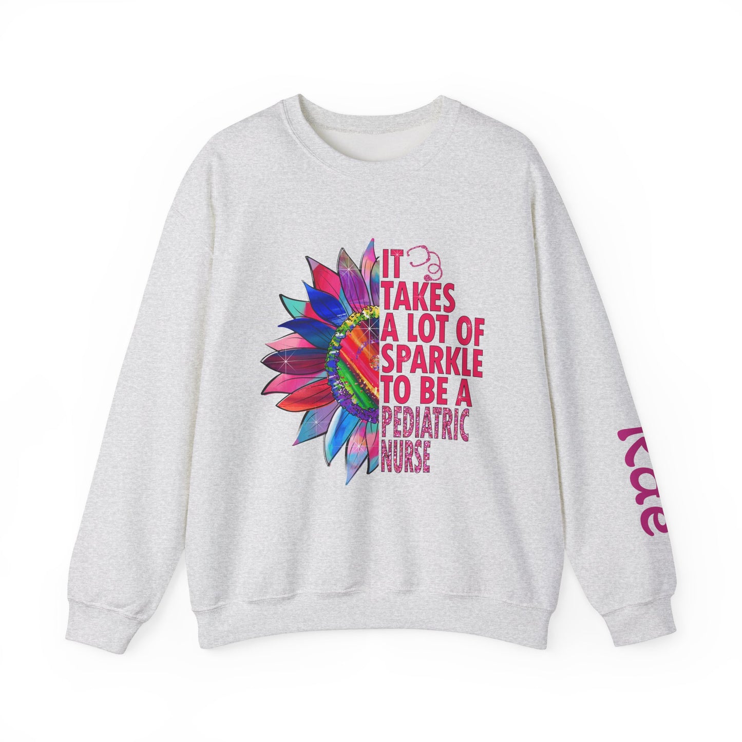 Personalized Sparkle Pediatric Nurse Sweatshirt with Custom Name - MKcreativeprints