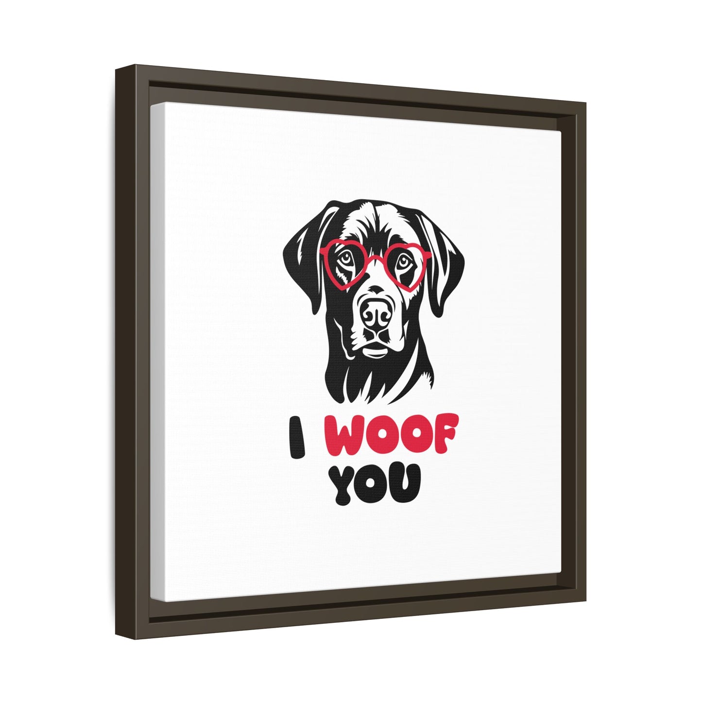 Black Lab Dog I Woof You Matte Canvas, Framed (Multi-color) - MKcreativeprints