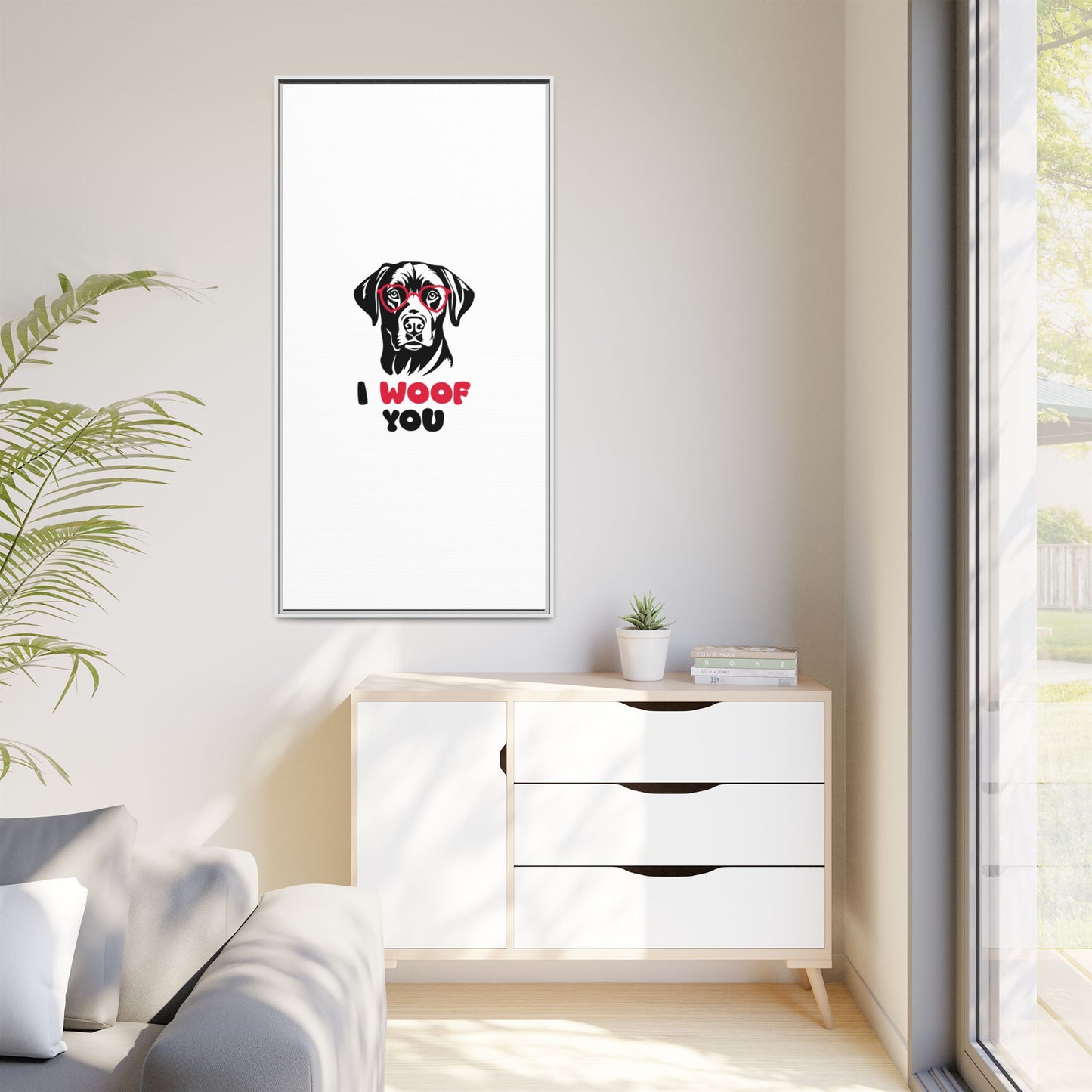Black Lab Dog I Woof You Matte Canvas, Framed (Multi-color) - MKcreativeprints