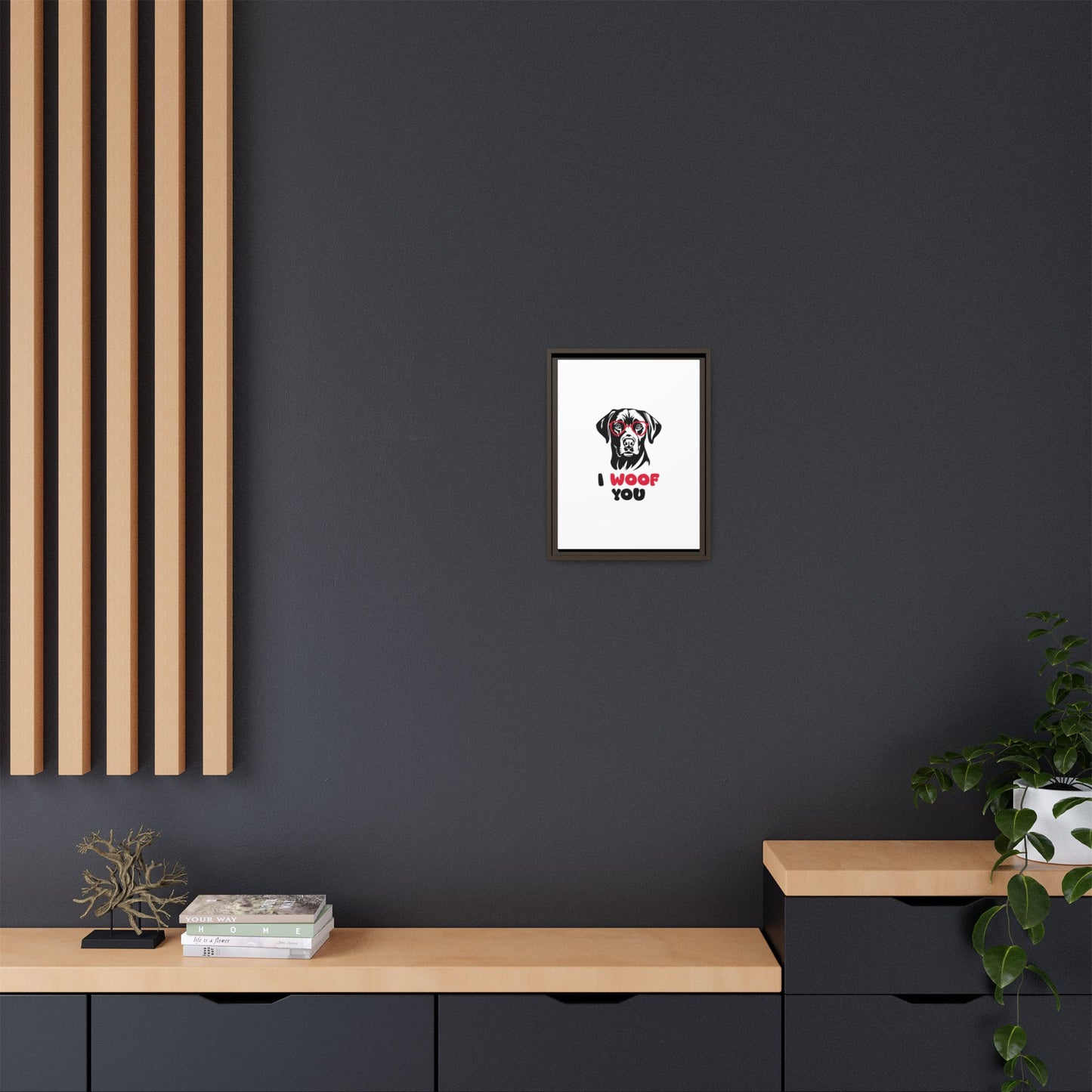 Black Lab Dog I Woof You Matte Canvas, Framed (Multi-color) - MKcreativeprints