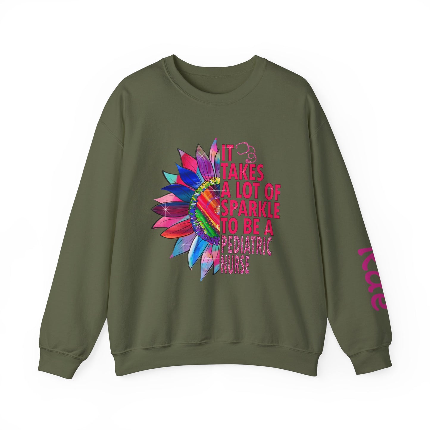 Personalized Sparkle Pediatric Nurse Sweatshirt with Custom Name - MKcreativeprints