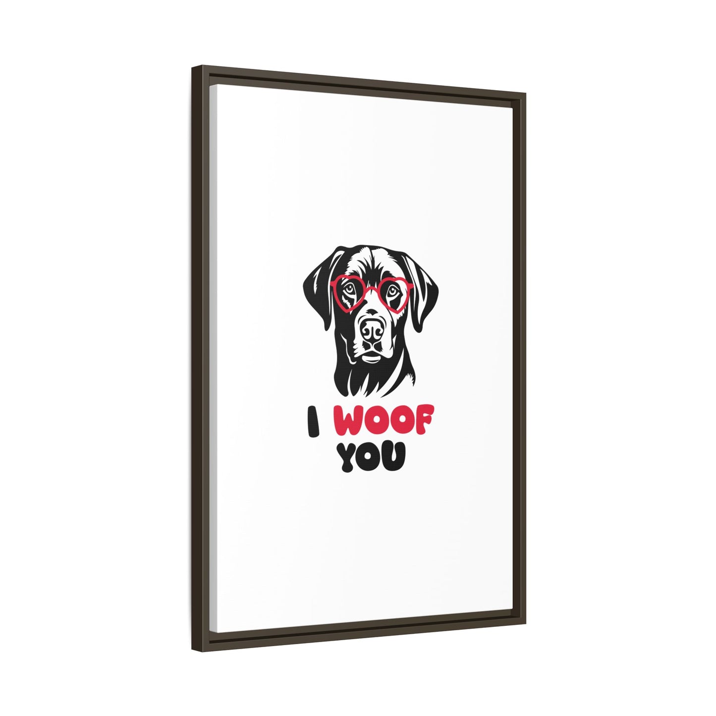 Black Lab Dog I Woof You Matte Canvas, Framed (Multi-color) - MKcreativeprints