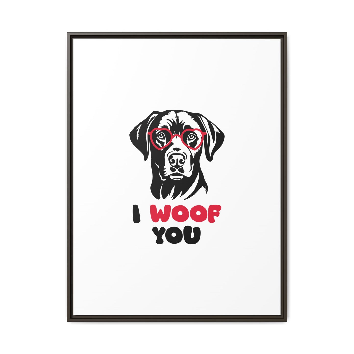 Black Lab Dog I Woof You Matte Canvas, Framed (Multi-color) - MKcreativeprints