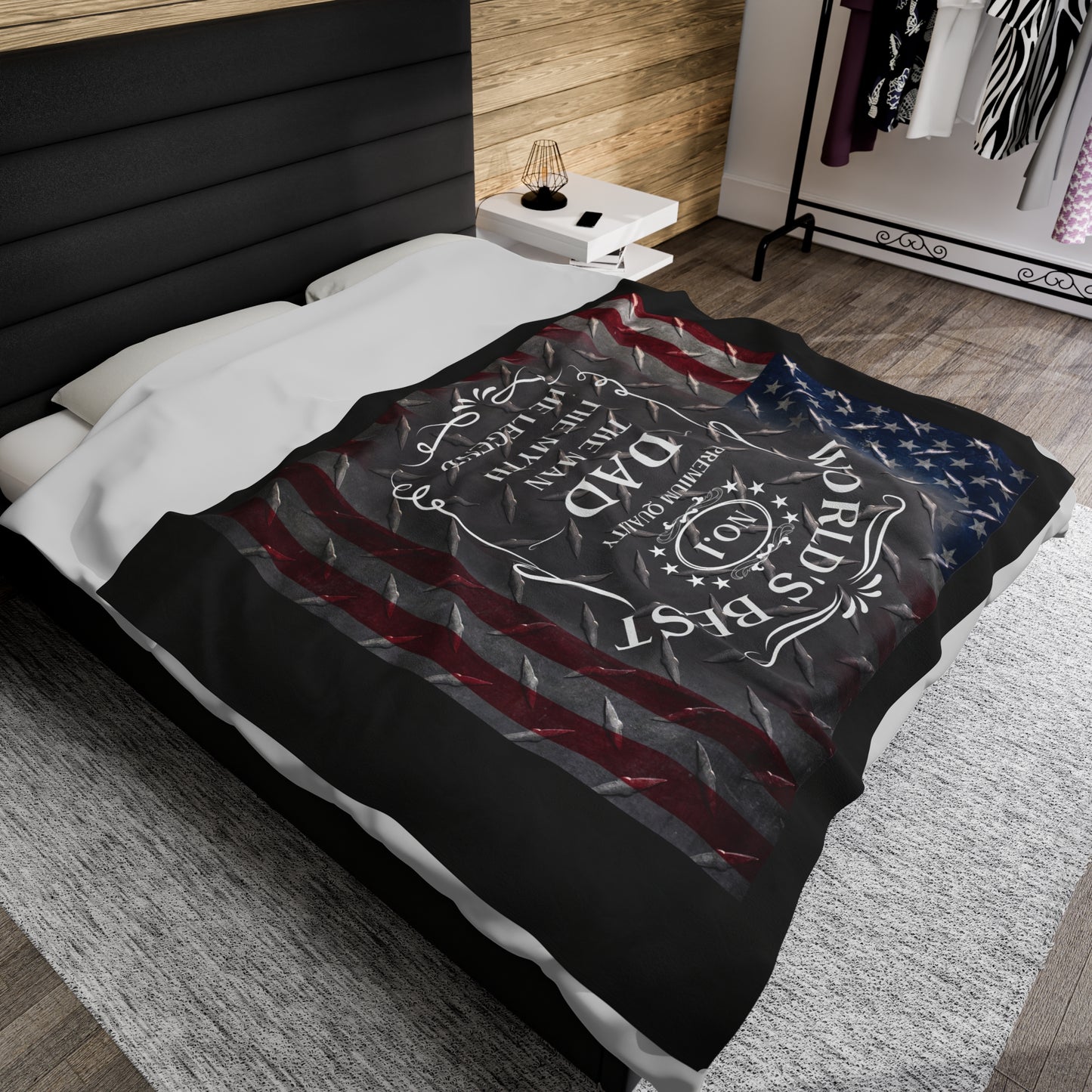 Worlds BEST DAD Whiskey Velveteen Plush Blanket - MKcreativeprints