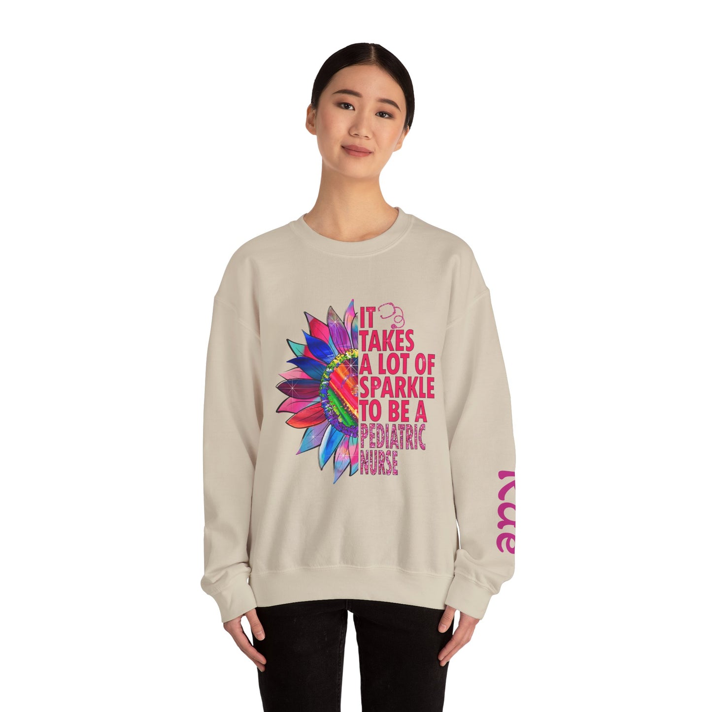 Personalized Sparkle Pediatric Nurse Sweatshirt with Custom Name - MKcreativeprints