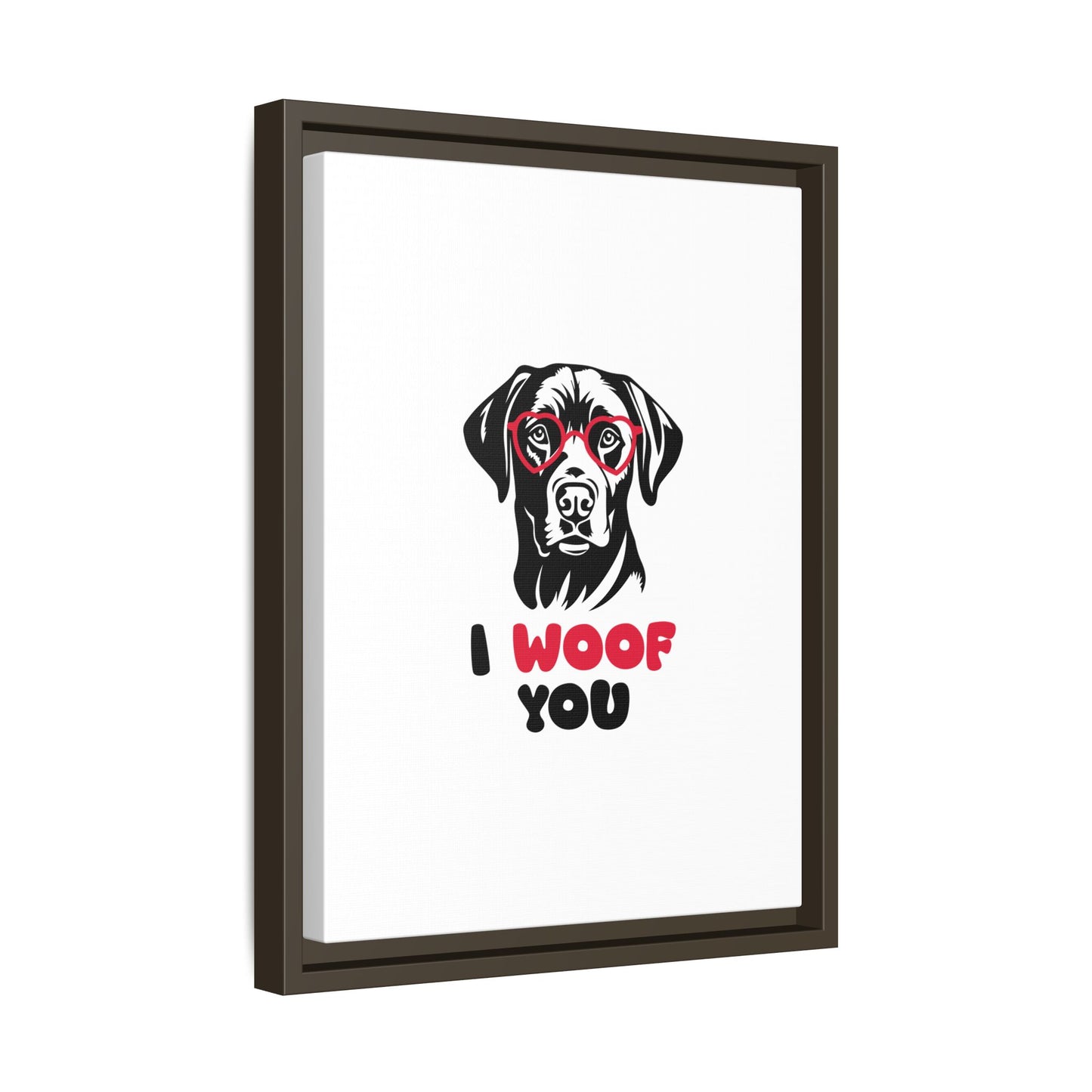 Black Lab Dog I Woof You Matte Canvas, Framed (Multi-color) - MKcreativeprints