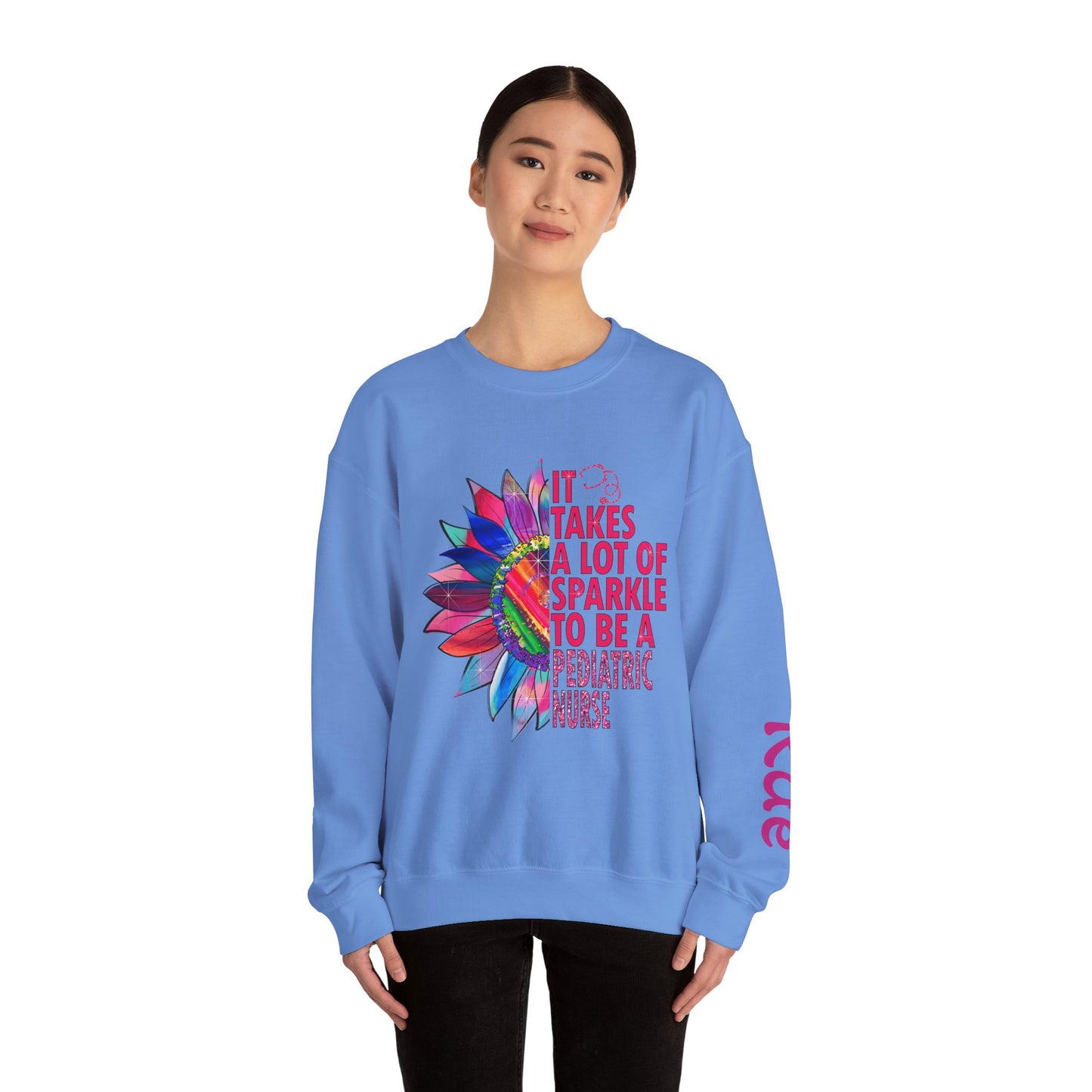 Personalized Sparkle Pediatric Nurse Sweatshirt with Custom Name - MKcreativeprints