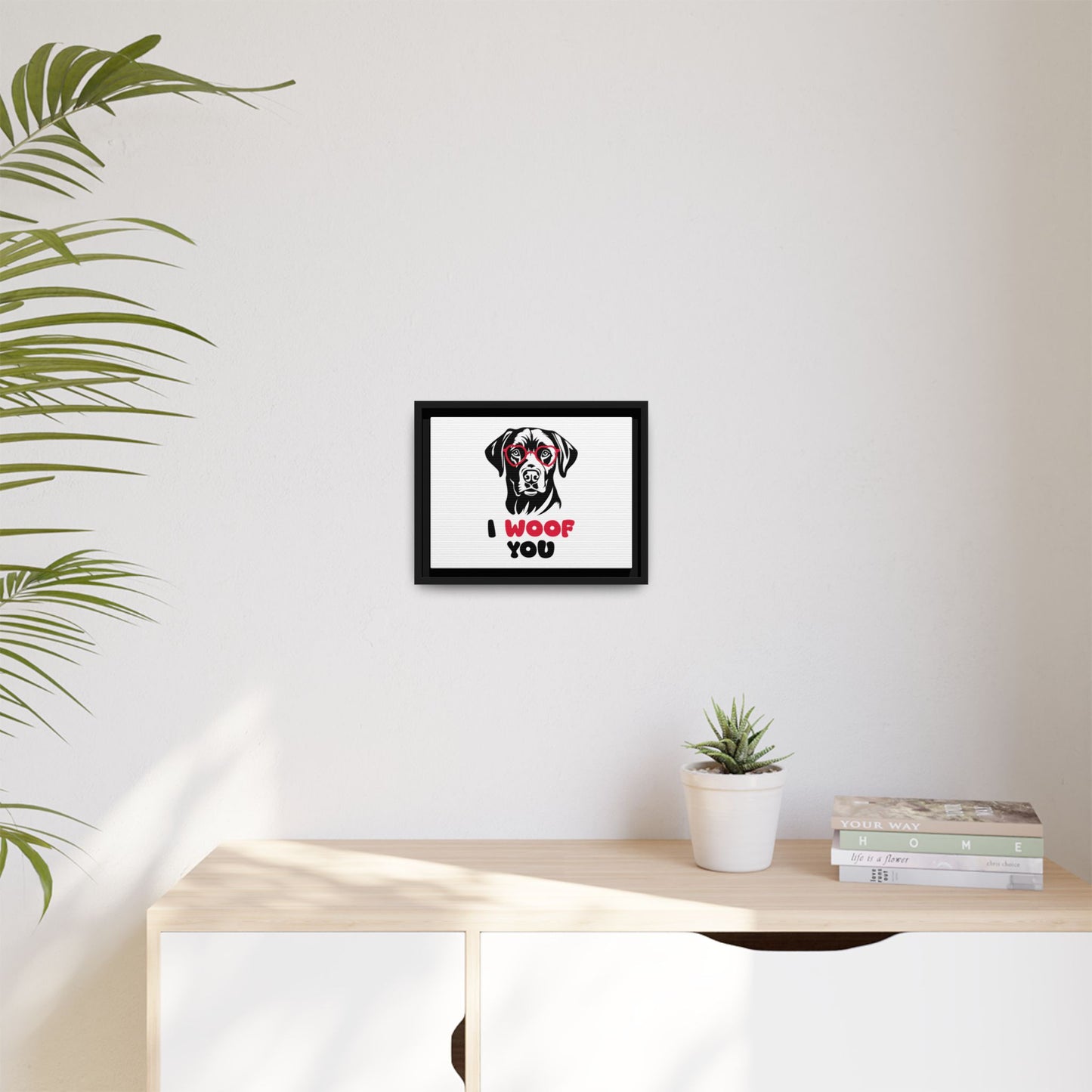 Black Lab Dog I Woof You Matte Canvas, Framed (Multi-color) - MKcreativeprints