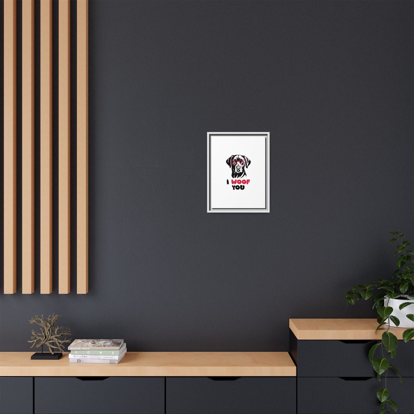 Black Lab Dog I Woof You Matte Canvas, Framed (Multi-color) - MKcreativeprints