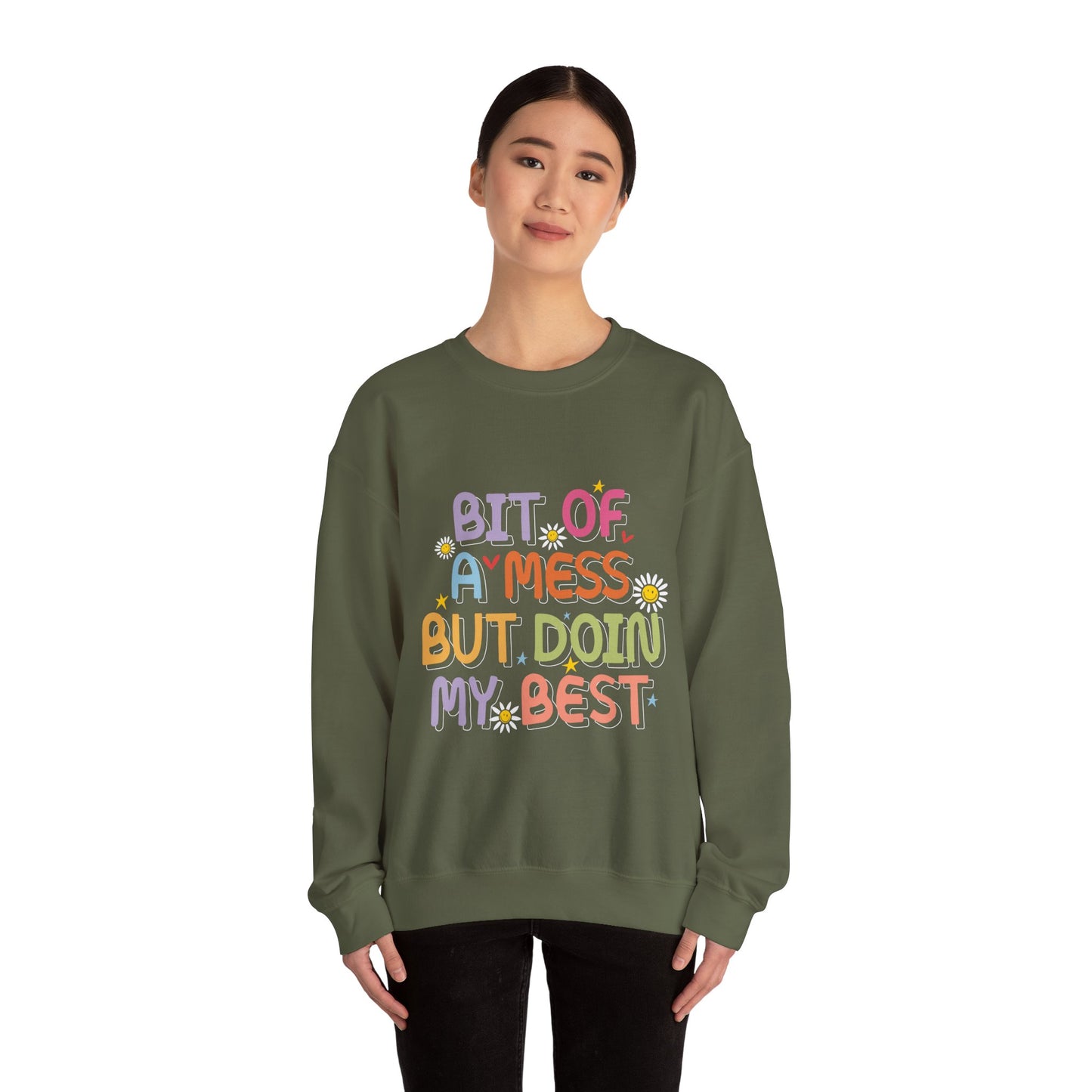 Bit of a Mess but doing my best Unisex Heavy Blend™ Crewneck Sweatshirt - MKcreativeprints
