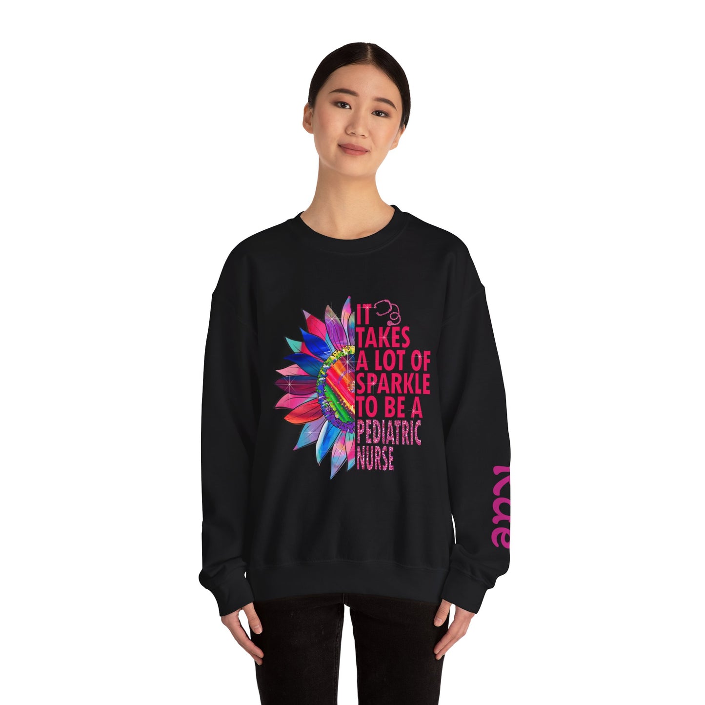 Personalized Sparkle Pediatric Nurse Sweatshirt with Custom Name - MKcreativeprints