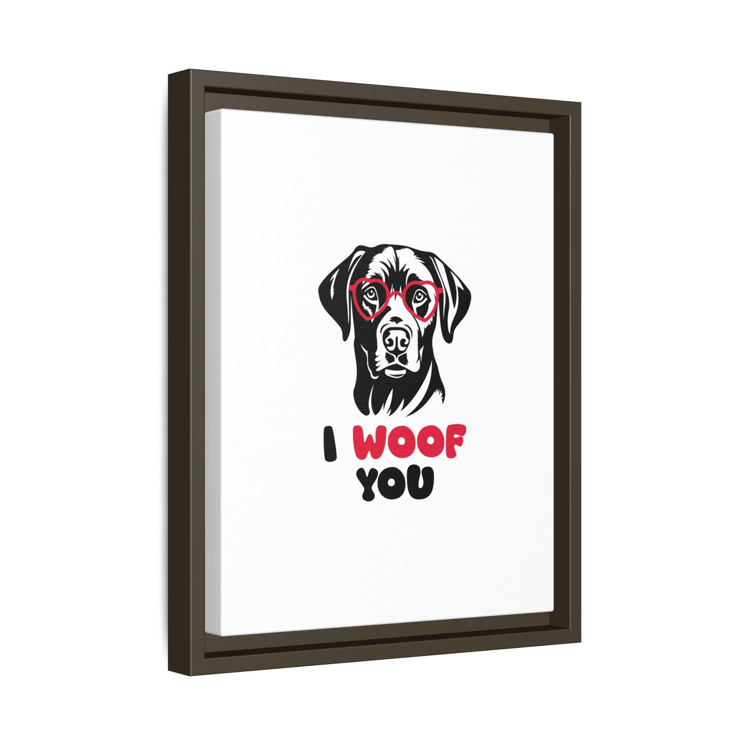 Black Lab Dog I Woof You Matte Canvas, Framed (Multi-color) - MKcreativeprints
