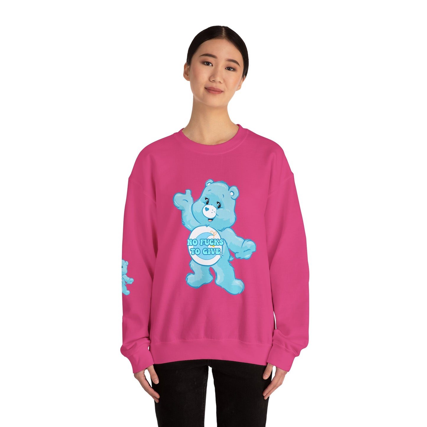 No Fucks to Give Swear Curse Care Bear Unisex Heavy Blend™ Crewneck Sweatshirt - MKcreativeprints
