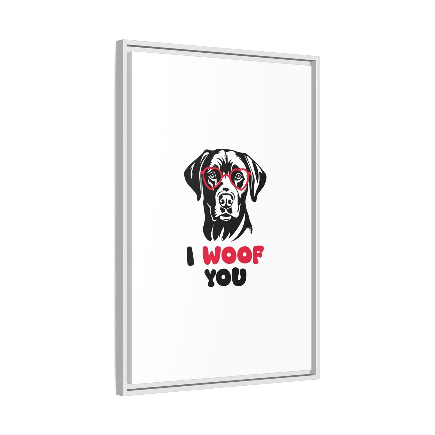 Black Lab Dog I Woof You Matte Canvas, Framed (Multi-color) - MKcreativeprints
