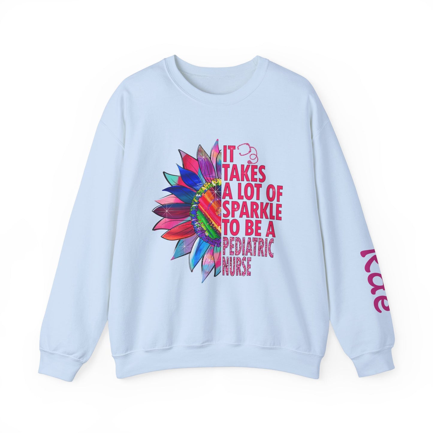 Personalized Sparkle Pediatric Nurse Sweatshirt with Custom Name - MKcreativeprints