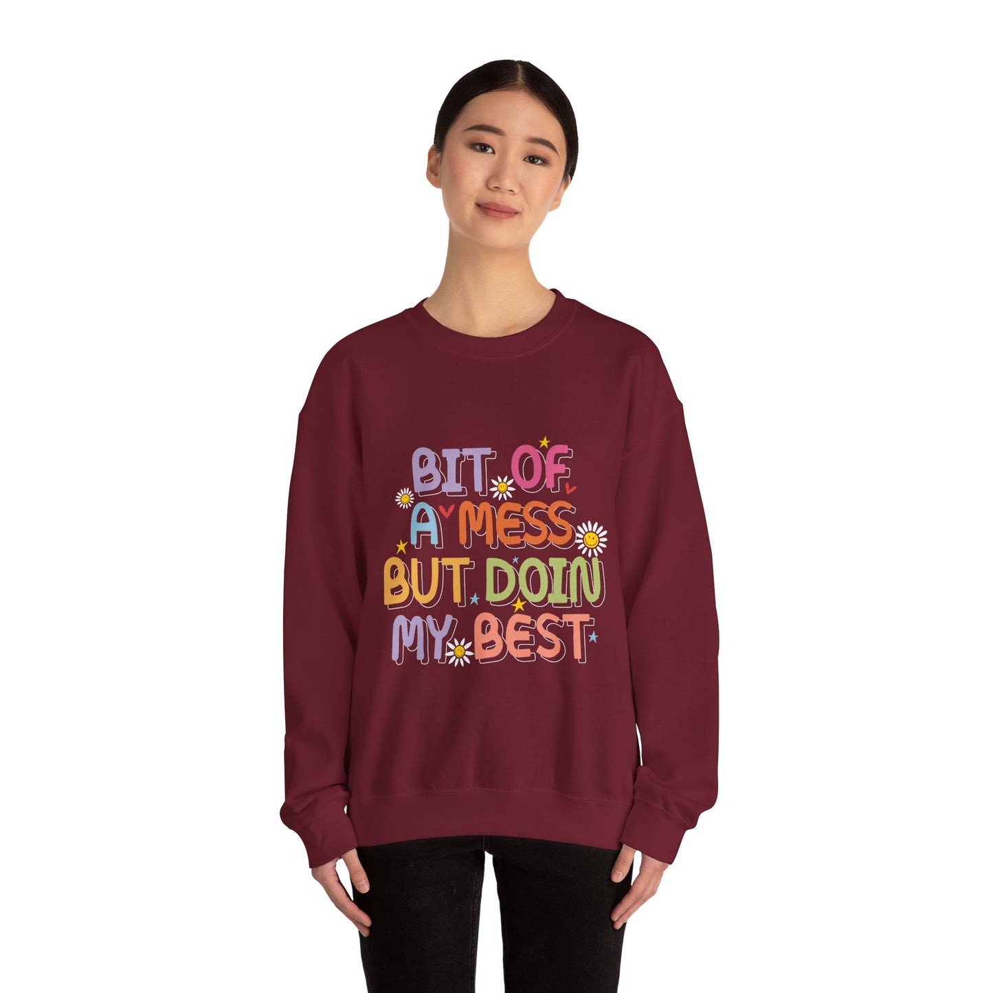 Bit of a Mess but doing my best Unisex Heavy Blend™ Crewneck Sweatshirt - MKcreativeprints