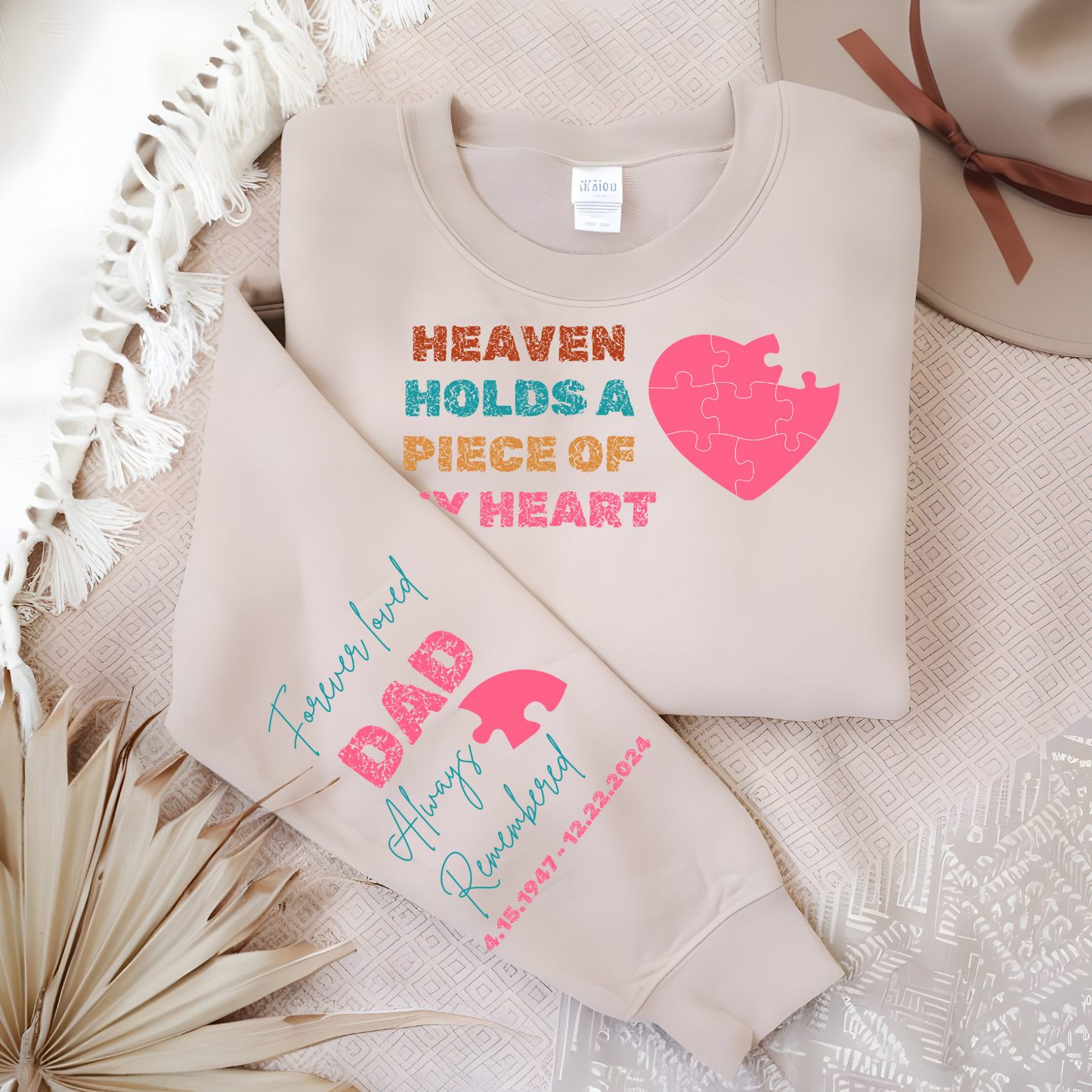 Custom personalized Heaven Holds a Piece of My Heart long sleeve sweatshirt or crewneck shirt - MKcreativeprints