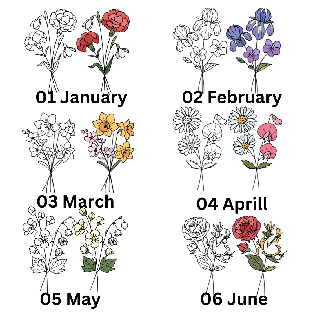 18oz Libbey Frosted Glass | Birth Month Flower - MKcreativeprints