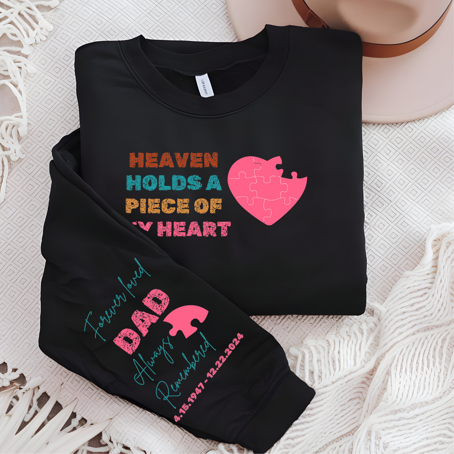 Custom personalized Heaven Holds a Piece of My Heart long sleeve sweatshirt or crewneck shirt - MKcreativeprints