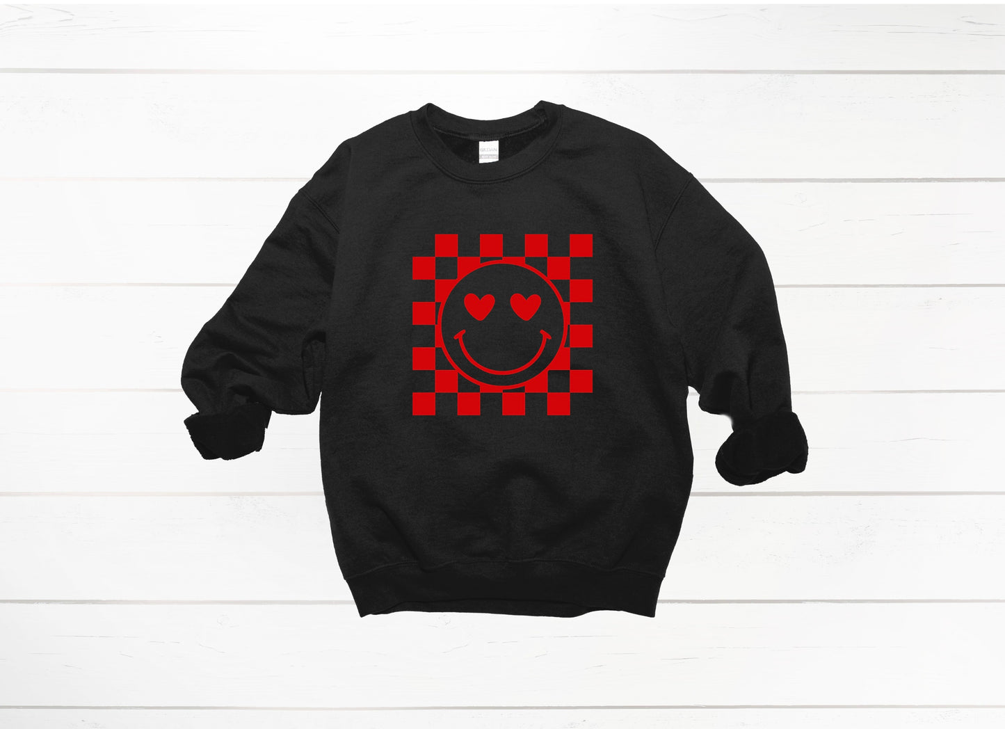 Checkered Smiley Crewneck - MKcreativeprints