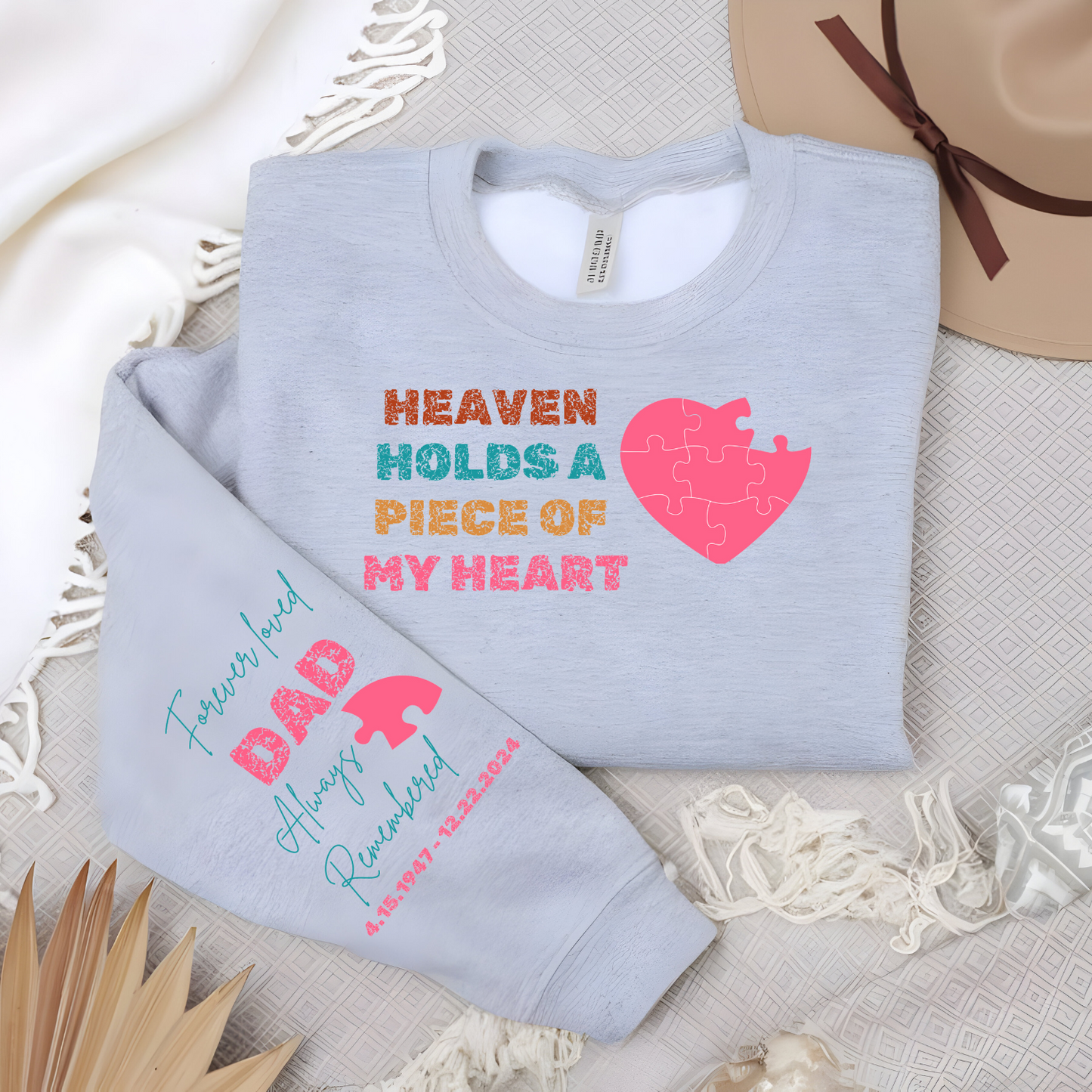 Custom personalized Heaven Holds a Piece of My Heart long sleeve sweatshirt or crewneck shirt - MKcreativeprints