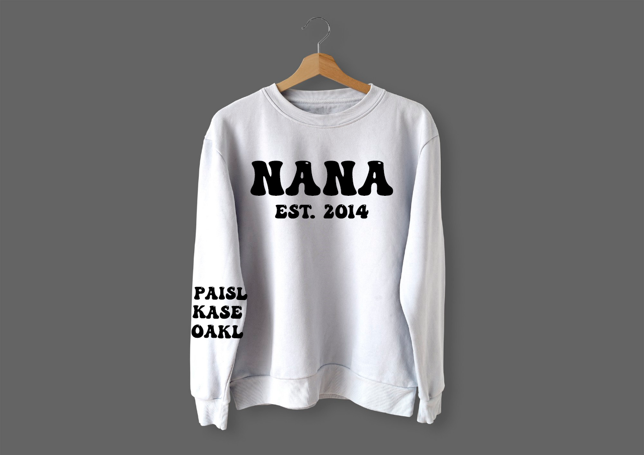 Customized Nana, Grandma, Mom, Dad I wear my heart on my sleeve sweater - MKcreativeprints
