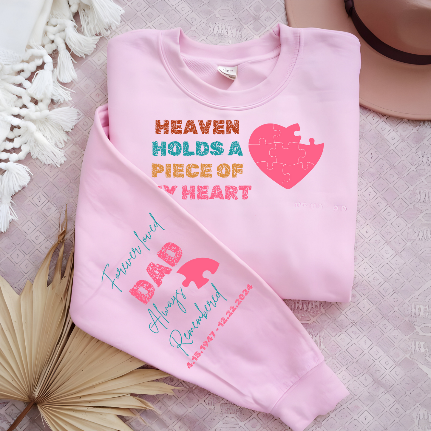 Custom personalized Heaven Holds a Piece of My Heart long sleeve sweatshirt or crewneck shirt - MKcreativeprints