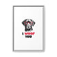 Black Lab Dog I Woof You Matte Canvas, Framed (Multi-color) - MKcreativeprints
