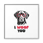 Black Lab Dog I Woof You Matte Canvas, Framed (Multi-color) - MKcreativeprints