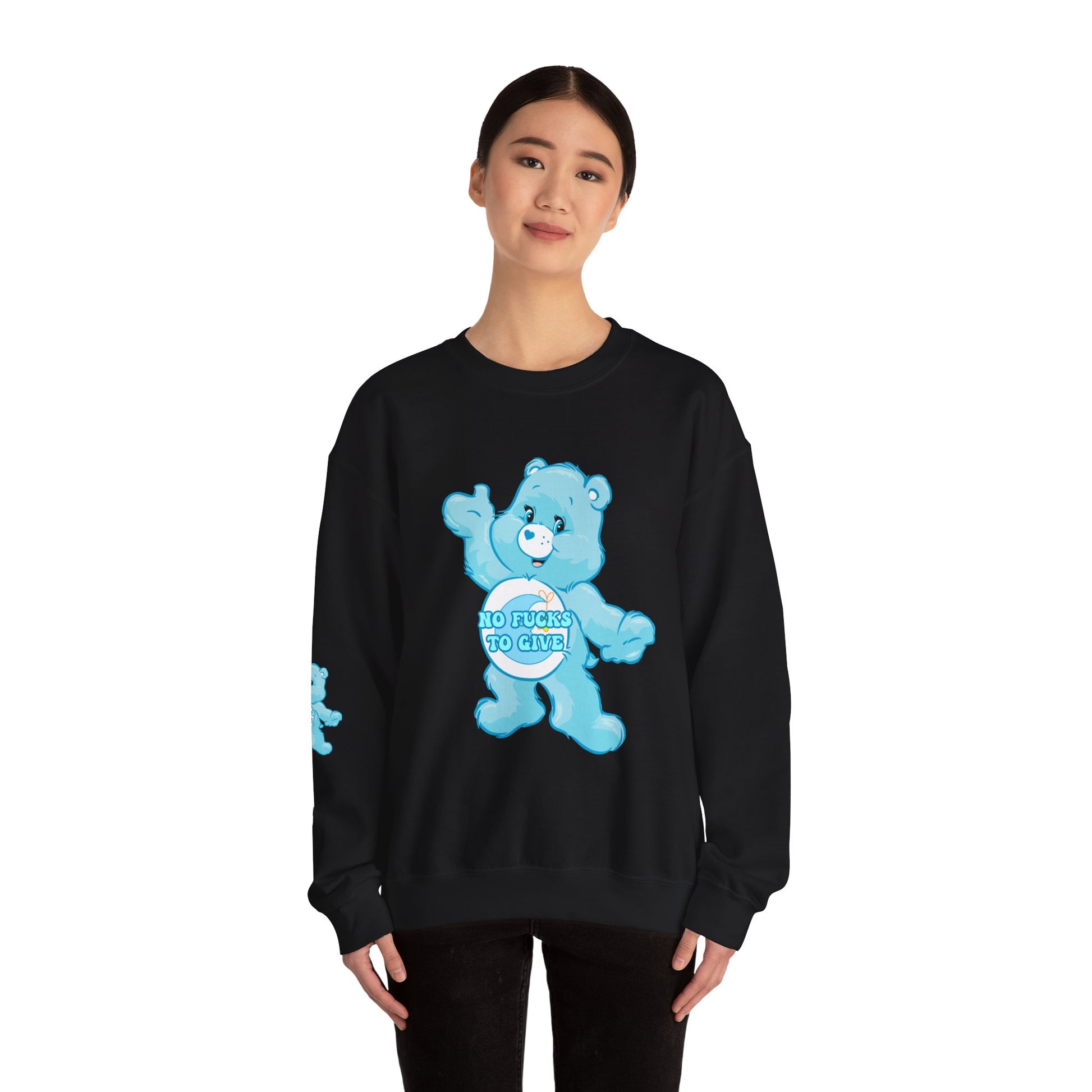 No Fucks to Give Swear Curse Care Bear Unisex Heavy Blend™ Crewneck Sweatshirt - MKcreativeprints