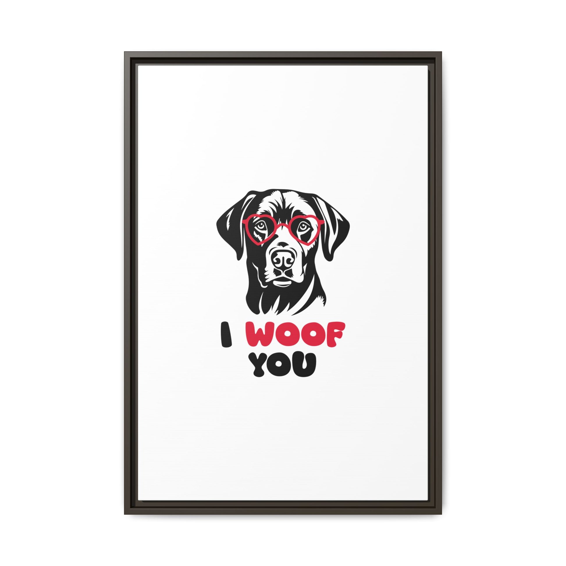 Black Lab Dog I Woof You Matte Canvas, Framed (Multi-color) - MKcreativeprints