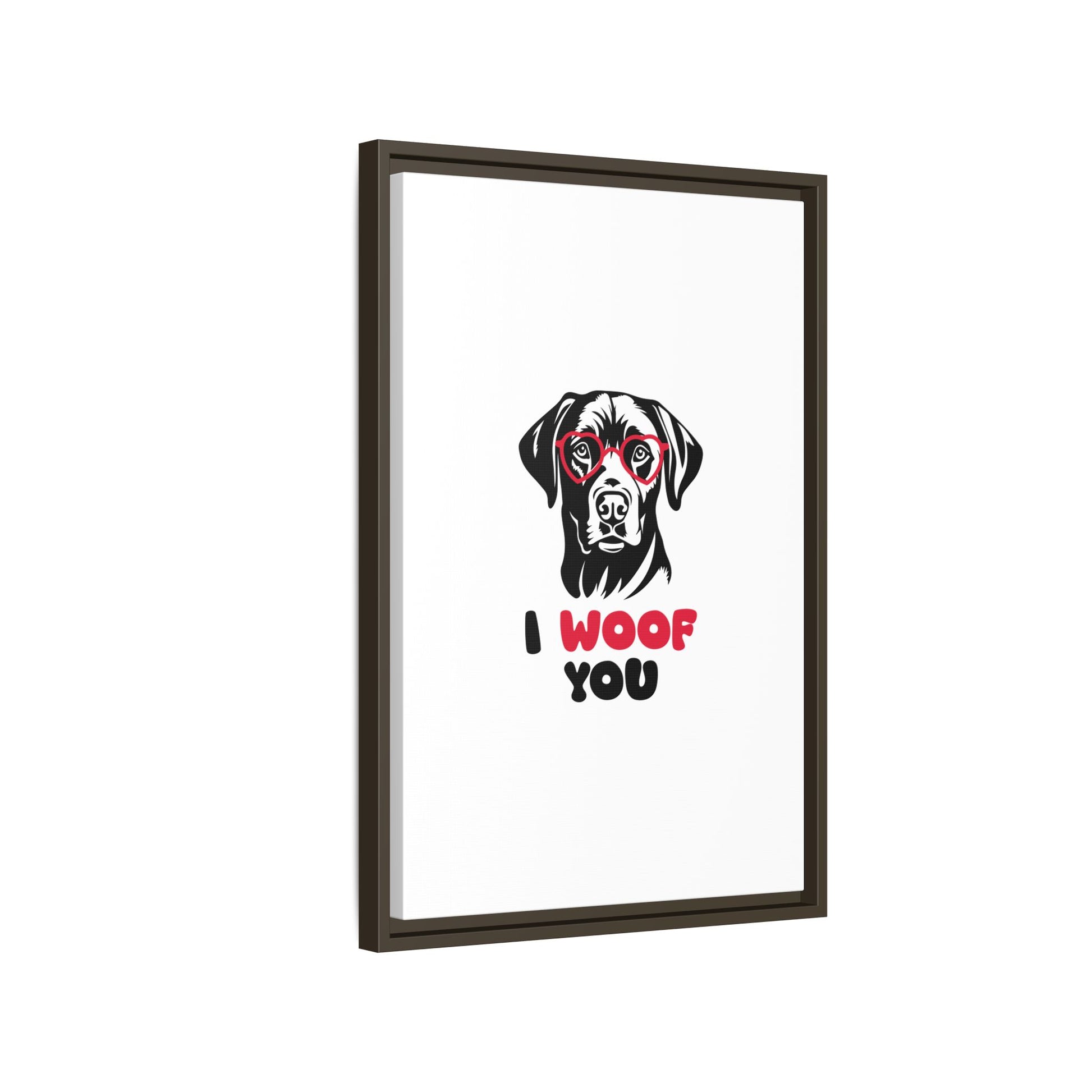 Black Lab Dog I Woof You Matte Canvas, Framed (Multi-color) - MKcreativeprints