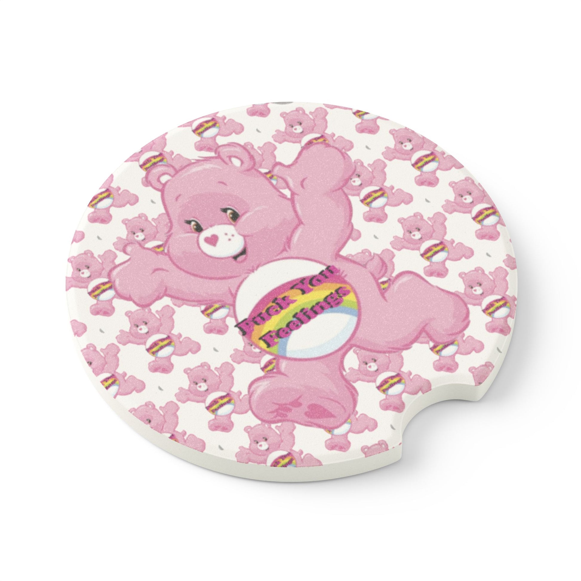 F You Feelings Curse Care Bear Soapstone Car Coaster - MKcreativeprints
