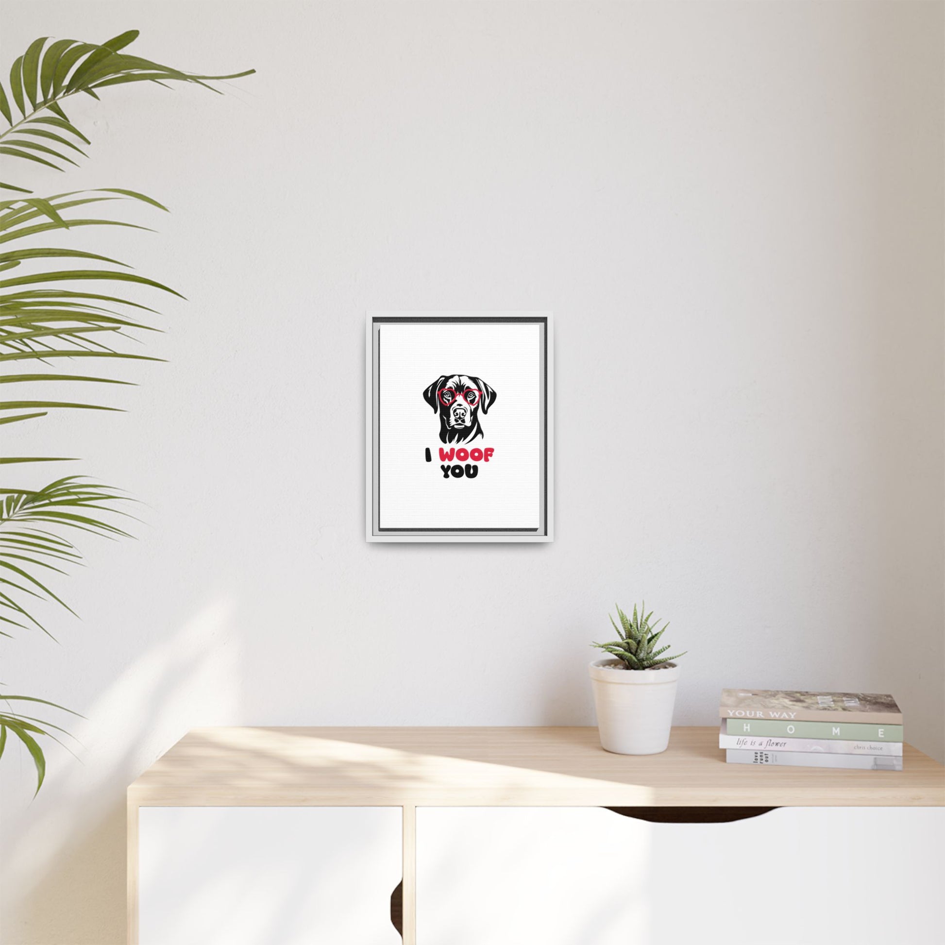 Black Lab Dog I Woof You Matte Canvas, Framed (Multi-color) - MKcreativeprints