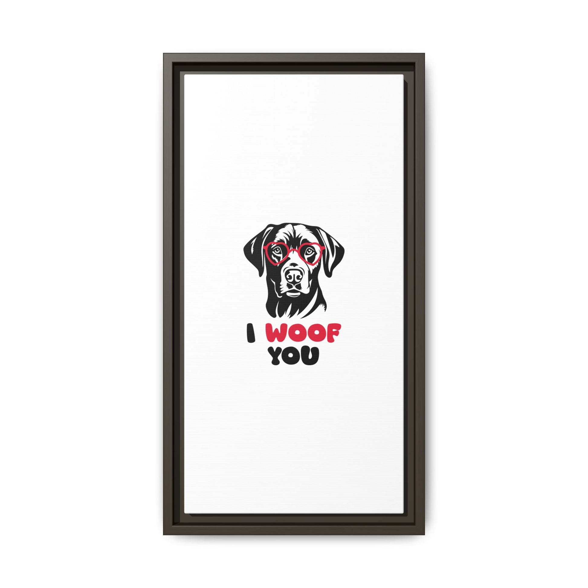 Black Lab Dog I Woof You Matte Canvas, Framed (Multi-color) - MKcreativeprints
