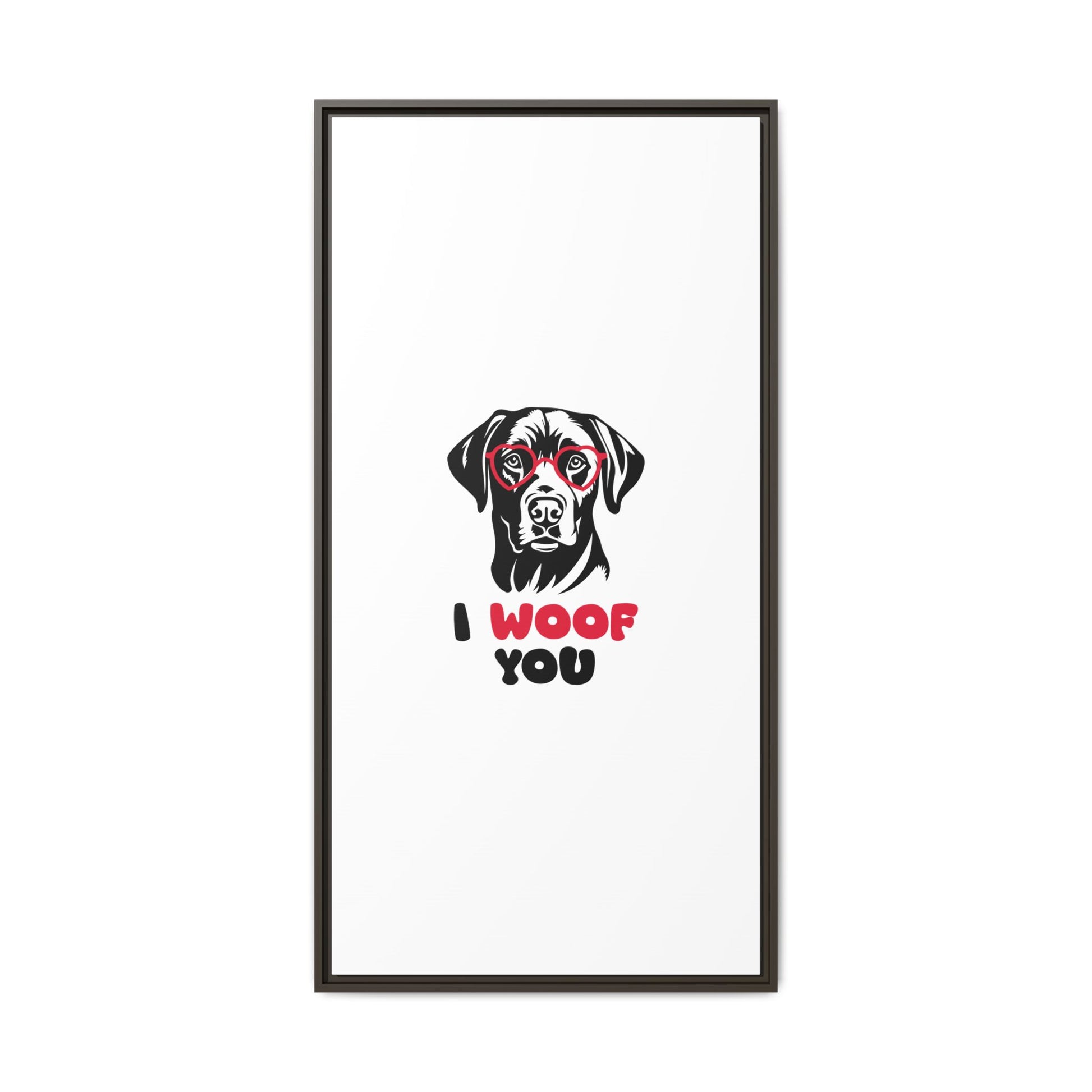 Black Lab Dog I Woof You Matte Canvas, Framed (Multi-color) - MKcreativeprints