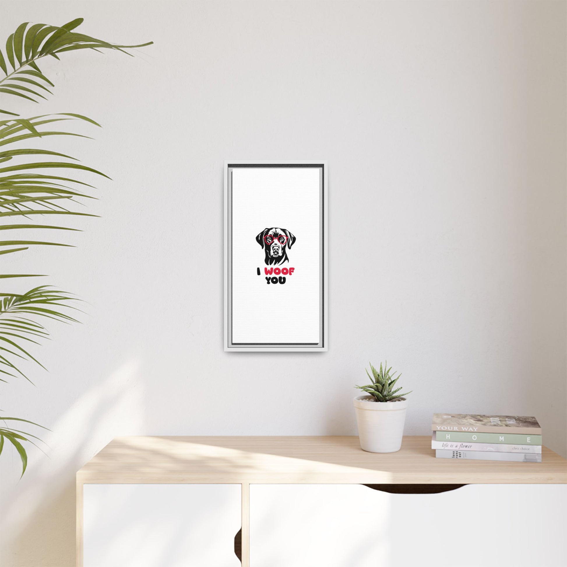 Black Lab Dog I Woof You Matte Canvas, Framed (Multi-color) - MKcreativeprints