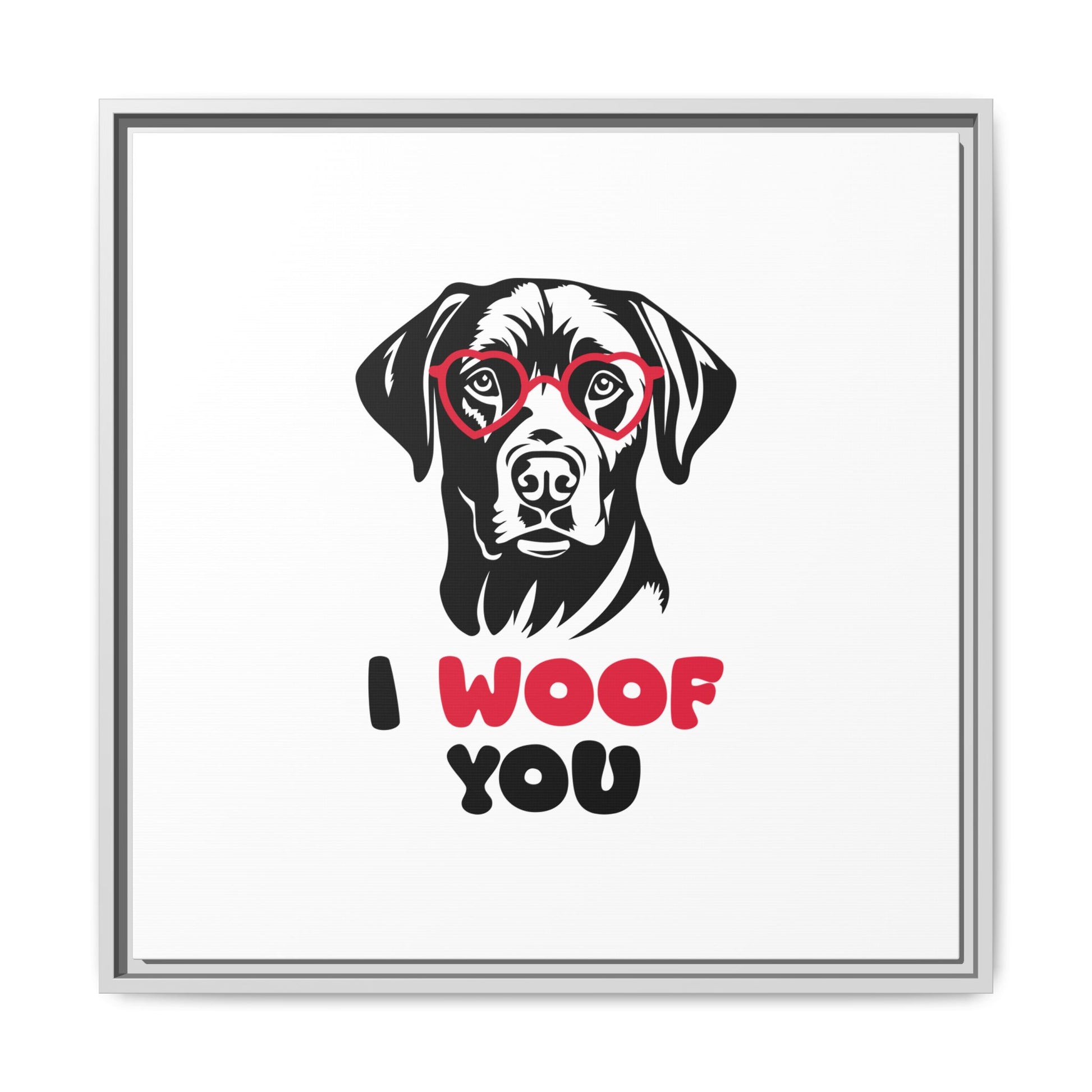 Black Lab Dog I Woof You Matte Canvas, Framed (Multi-color) - MKcreativeprints