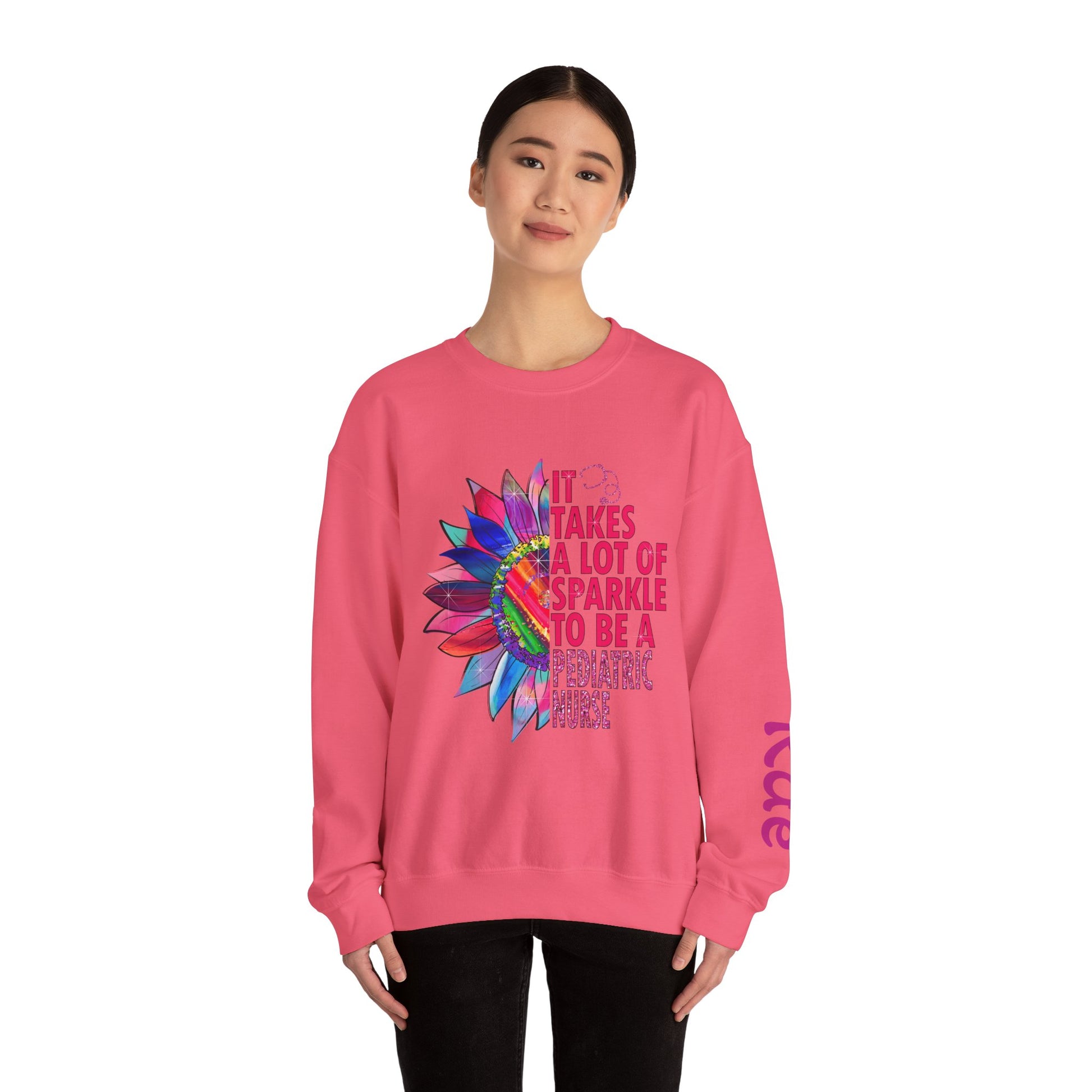 Personalized Sparkle Pediatric Nurse Sweatshirt with Custom Name - MKcreativeprints