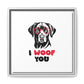 Black Lab Dog I Woof You Matte Canvas, Framed (Multi-color) - MKcreativeprints
