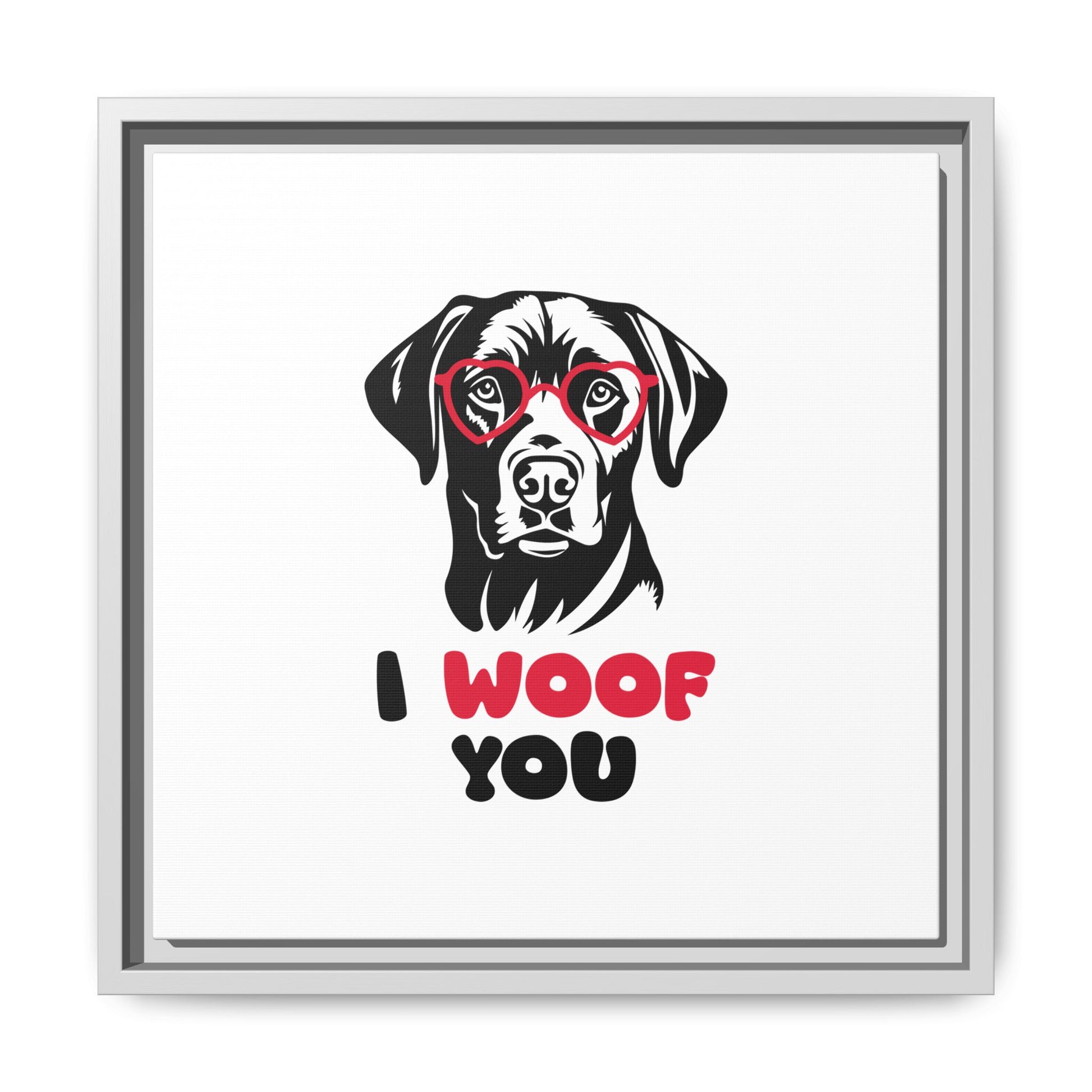 Black Lab Dog I Woof You Matte Canvas, Framed (Multi-color) - MKcreativeprints