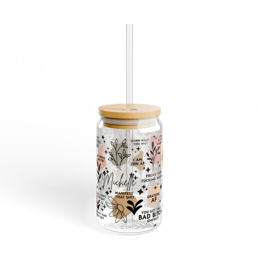 Curse Positive Affirmations, Strength Affirmations Coffee Libby Sipper Glass, 16oz - MKcreativeprints