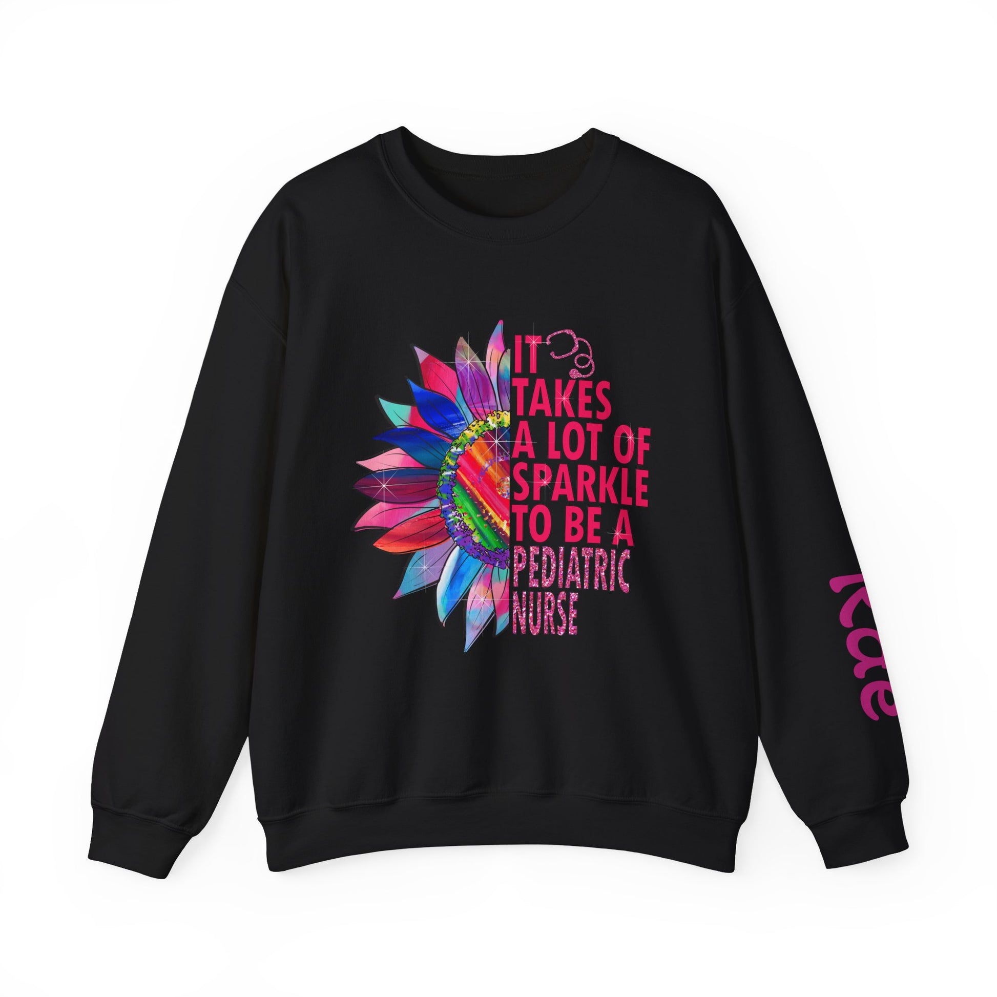 Personalized Sparkle Pediatric Nurse Sweatshirt with Custom Name - MKcreativeprints