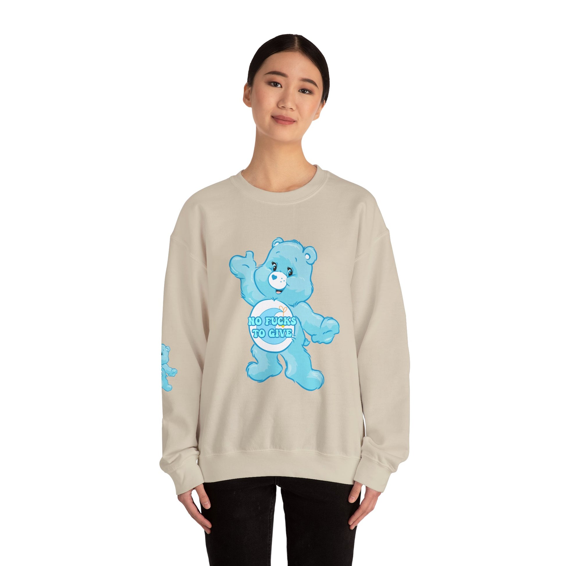 No Fucks to Give Swear Curse Care Bear Unisex Heavy Blend™ Crewneck Sweatshirt - MKcreativeprints
