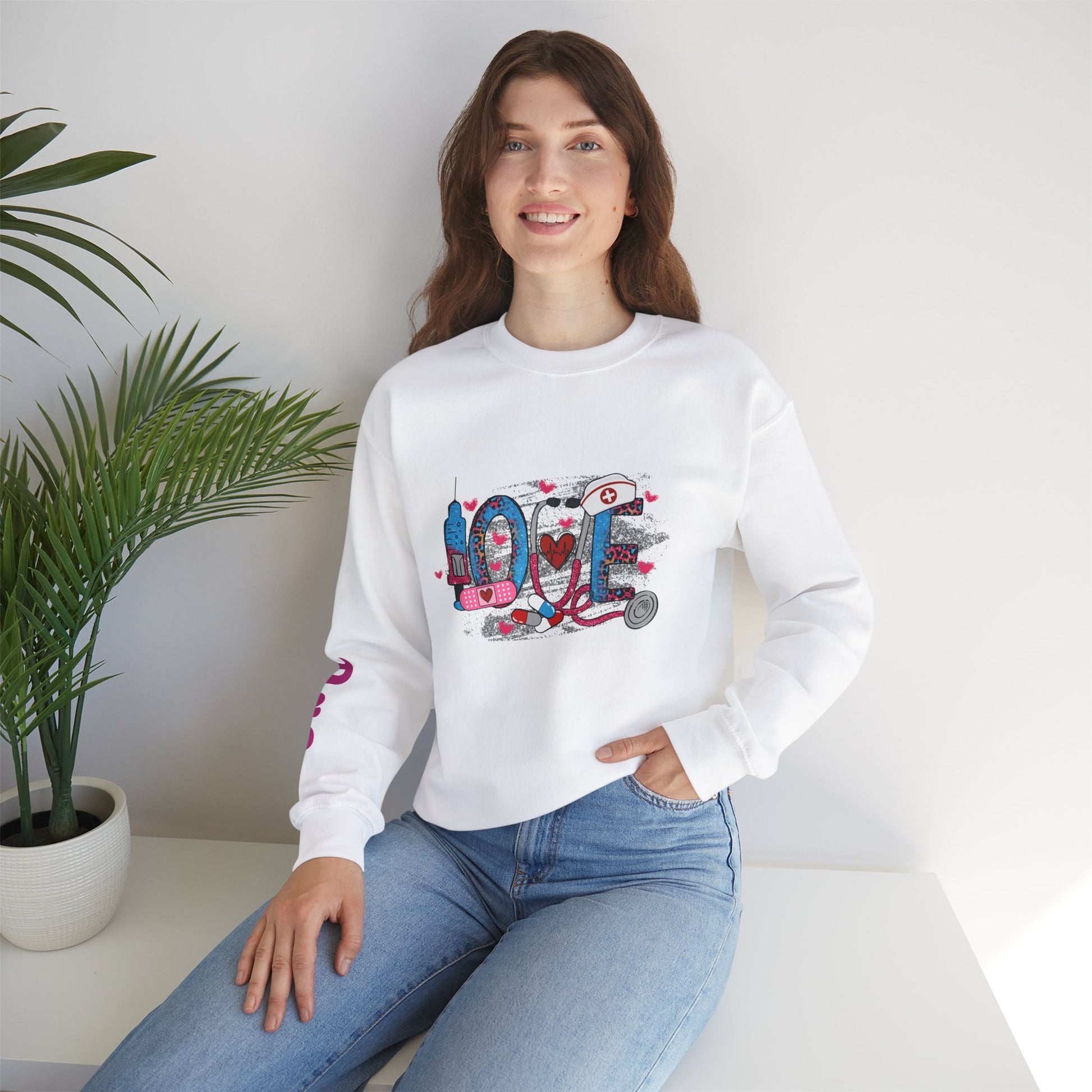 Custom Love Nurse Unisex Heavy Blend™ Crewneck Sweatshirt - MKcreativeprints