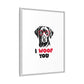 Black Lab Dog I Woof You Matte Canvas, Framed (Multi-color) - MKcreativeprints