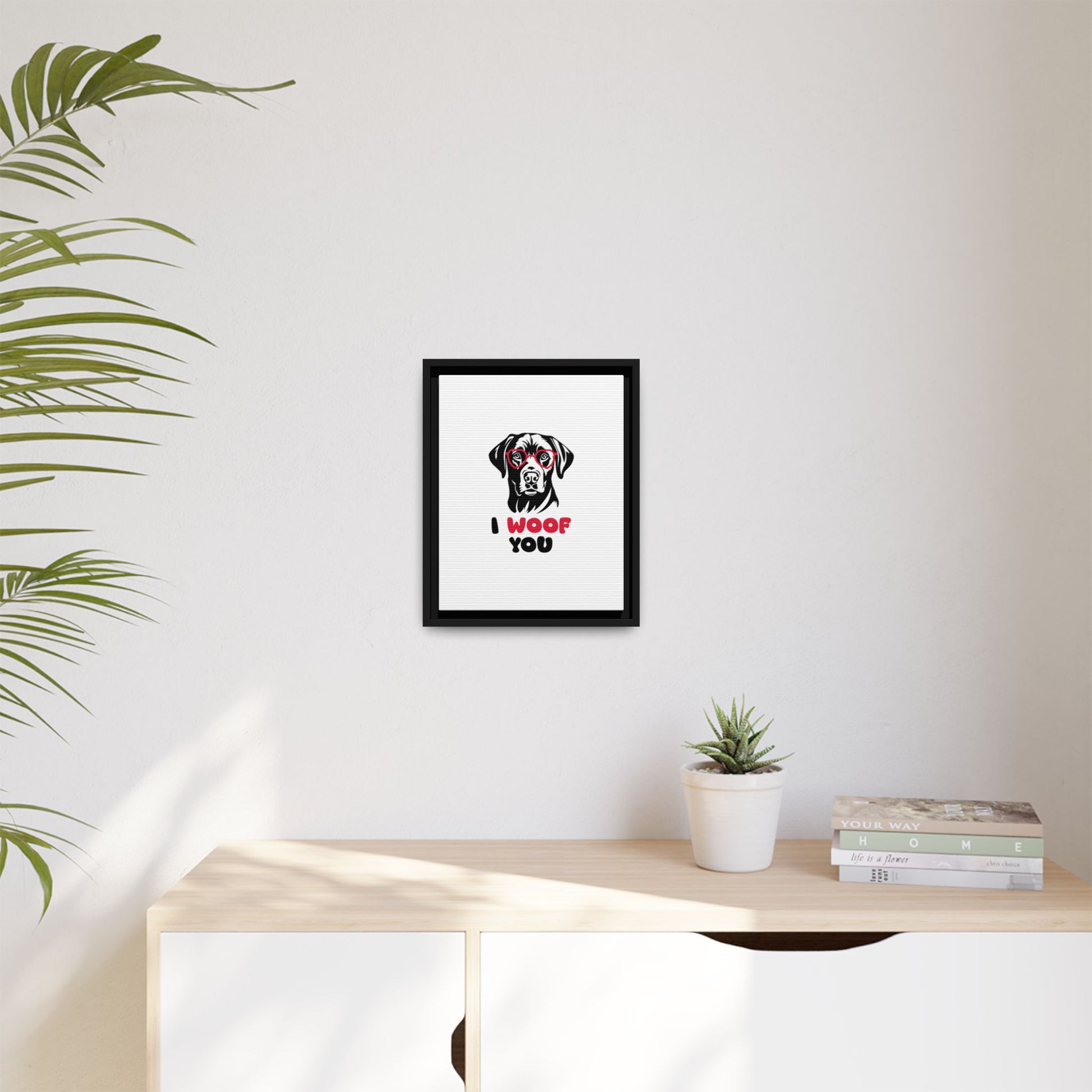 Black Lab Dog I Woof You Matte Canvas, Framed (Multi-color) - MKcreativeprints